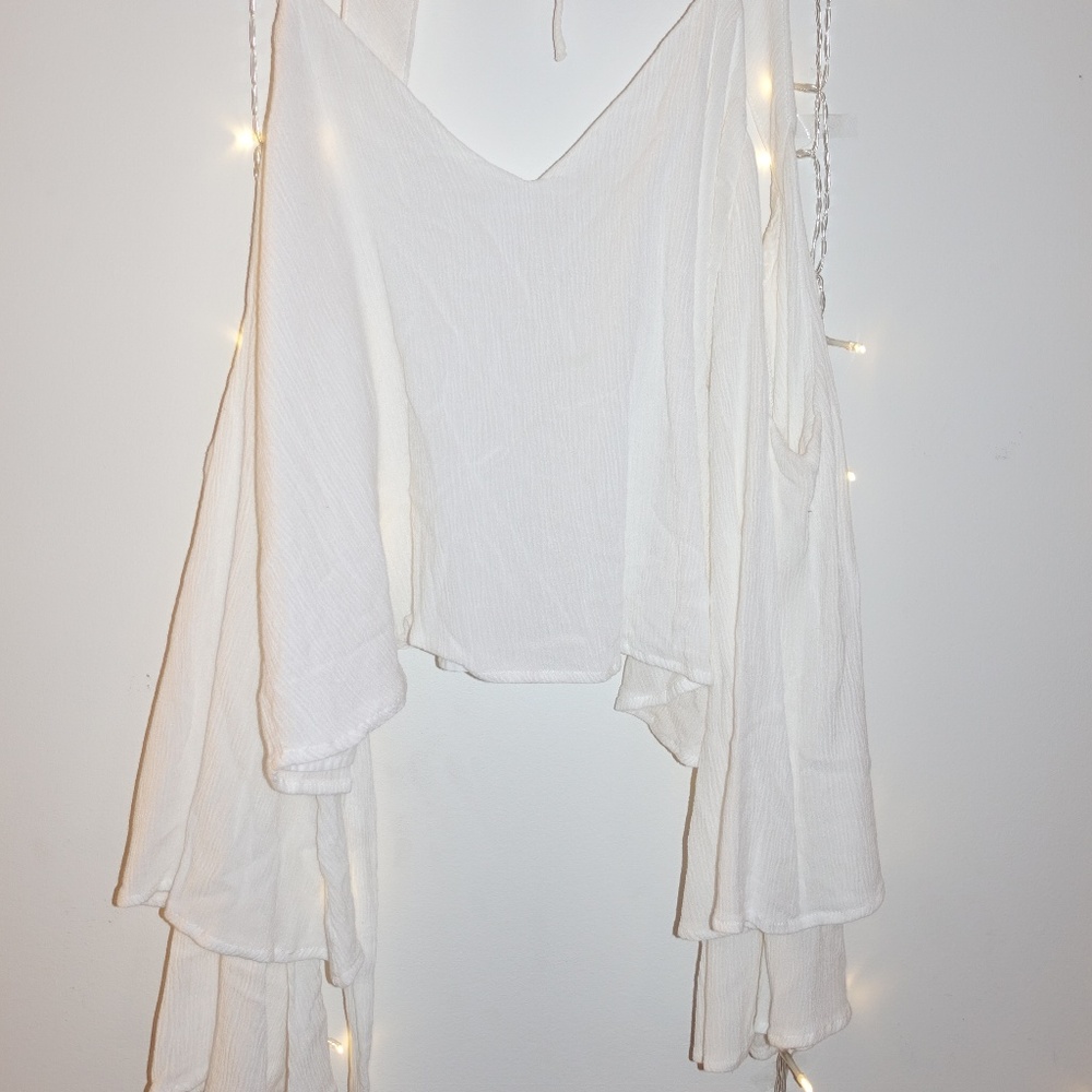 TOBI | white layered sleeve summer top